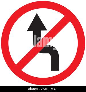 affiche « aucun changement de voie » sur fond blanc. panneau de signalisation sur le symbole de route. style plat. Banque D'Images