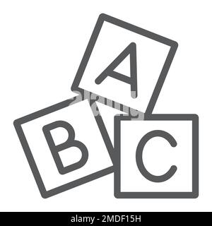 Icône de ligne de cubes d'alphabet, abc et jouet, signe de bloc, graphiques vectoriels, un motif linéaire sur un fond blanc, eps 10. Illustration de Vecteur