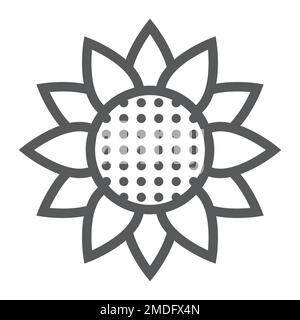 Icône de ligne de tournesol, nature et floral, signe de fleur, graphiques vectoriels, un motif linéaire sur fond blanc, eps 10. Illustration de Vecteur