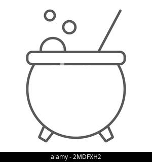 Icône de ligne mince de chou-fleur de sorcière, magie et sorcellerie, signe de pot, graphiques vectoriels, un motif linéaire sur un fond blanc, eps 10. Illustration de Vecteur