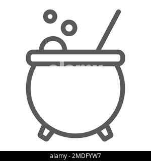 Icône de ligne de chou-fleur de sorcière, magie et sorcellerie, signe de pot, graphiques vectoriels, un motif linéaire sur un fond blanc, eps 10. Illustration de Vecteur