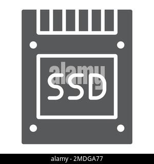 Icône de glyphe SSD, électronique et périphérique, signe de disque SSD, graphiques vectoriels, un motif Uni sur un fond blanc, eps 10. Illustration de Vecteur