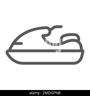 Icône de ligne de jet ski, transport et bateau, panneau de scooter aquatique, graphiques vectoriels, un motif linéaire sur fond blanc, eps 10. Illustration de Vecteur