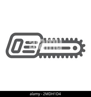 Icône de ligne de tronçonneuse, outil et équipement, panneau de scie électrique, graphiques vectoriels, motif linéaire sur fond blanc, eps 10. Illustration de Vecteur