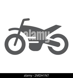 Icône de glyphe de moto, véhicule et cycle, panneau de moto, graphiques vectoriels, un motif Uni sur fond blanc, eps 10. Illustration de Vecteur