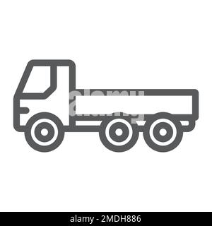 Icône de ligne mince de camion à plateau, automobile et cargaison, panneau de voiture, graphiques vectoriels, un motif linéaire sur un fond blanc, eps 10. Illustration de Vecteur