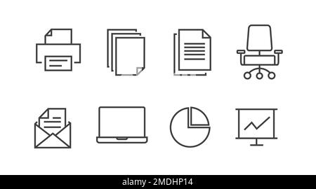 Jeu d'icônes Office. Ensemble d'illustrations vectorielles modifiables isolées Illustration de Vecteur