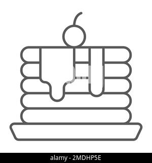 Crêpes icône de ligne mince, pâtisserie et nourriture, crepe signe, graphiques vectoriels, un motif linéaire sur un fond blanc, eps 10. Illustration de Vecteur