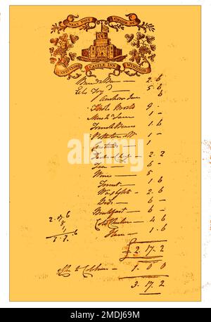 Auberges et tavernes de pubs britanniques - une facture de 1806 avec du papier à en-tête du Castle Inn, Windsor, Berkshire, Royaume-Uni. Banque D'Images