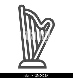 Icône de ligne de harpe, musique et ancienne, instrument signe, graphiques vectoriels, un motif linéaire sur fond blanc, eps 10. Illustration de Vecteur