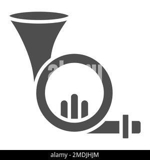 Icône de glyphe de corne française, musique et instrument, signe aérophone, graphiques vectoriels, un motif Uni sur fond blanc, eps 10. Illustration de Vecteur