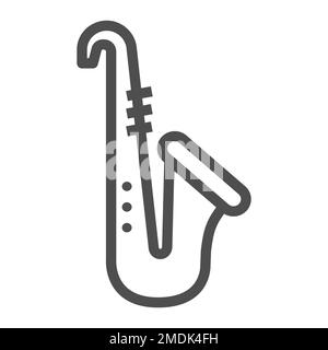 Icône de ligne saxophone, musique et instrument, signe de trompette, graphiques vectoriels, un motif linéaire sur fond blanc, eps 10. Illustration de Vecteur