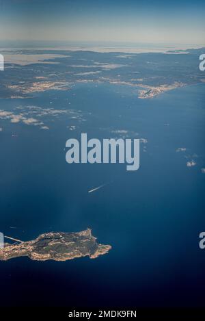 Vue aérienne de Ceuta et du détroit de Gibraltar Banque D'Images