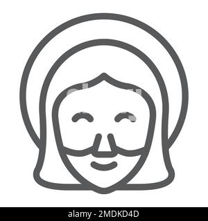 Icône de ligne de Jésus, portrait et christ, signe de dieu, graphiques vectoriels, un motif linéaire sur fond blanc, eps 10. Illustration de Vecteur