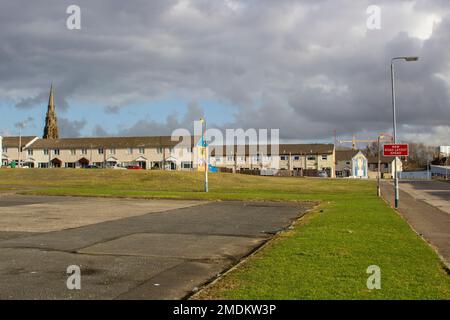 21 Fév 18 une partie du domaine du logement du Conseil dans la région de Petershill, sur la route Lower Shankill à Belfast, Irlande du Nord, un bastion de Protestanti Banque D'Images