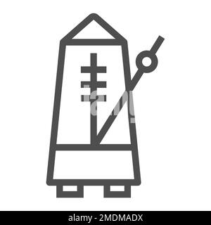 Icône de ligne de métronome, musique et tempo, signe d'équipement, graphiques vectoriels, un motif linéaire sur fond blanc, eps 10. Illustration de Vecteur