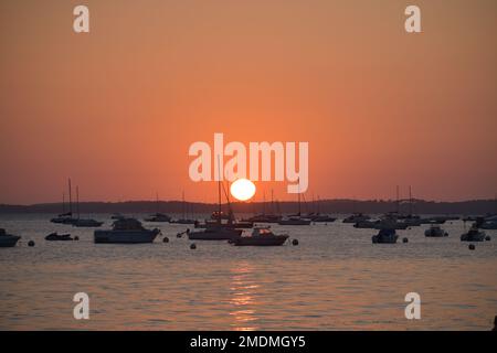 Coucher de soleil dans la baie d'Arcachon Banque D'Images