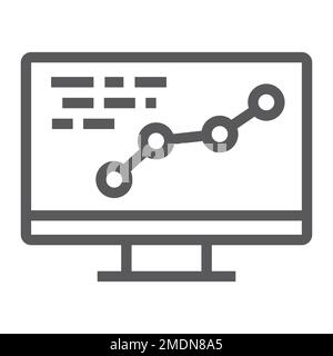 Icône de ligne de développement, optimisation et codage, signe d'ordinateur, graphiques vectoriels, un motif linéaire sur fond blanc, eps 10. Illustration de Vecteur