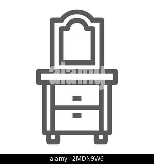 Icône de ligne de commode, maison et meubles, panneau d'armoire, graphiques vectoriels, un motif linéaire sur un fond blanc, eps 10. Illustration de Vecteur