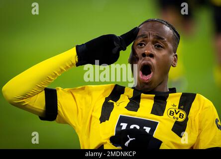 Dortmund, Allemagne. 22nd janvier 2023. Célébration du but: Jamie Bynoe-Gittens (BVB) Borussia Dortmund - FC Augsburg Bundesliga 22.01.2023 crédit: Moritz Banque D'Images