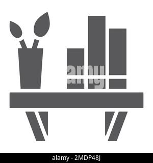 Icône de glyphe d'étagère, meubles et maison, enseigne d'étagère, graphiques vectoriels, un motif Uni sur un fond blanc, eps 10. Illustration de Vecteur