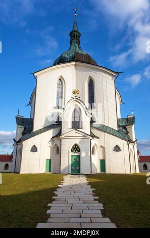 Église de pèlerinage de Saint Jean de Nepomuk sur zelena hora, colline verte, monument classé au patrimoine mondial de l'unesco, Zdar nad Sazavou, République tchèque, baroque Banque D'Images