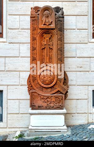 Khachkar commémorant le génocide arménien, Rome, Italie Banque D'Images