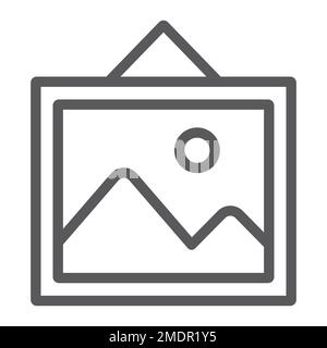 Icône de ligne d'image, accueil et cadre, panneau photo, graphiques vectoriels, motif linéaire sur fond blanc, eps 10. Illustration de Vecteur