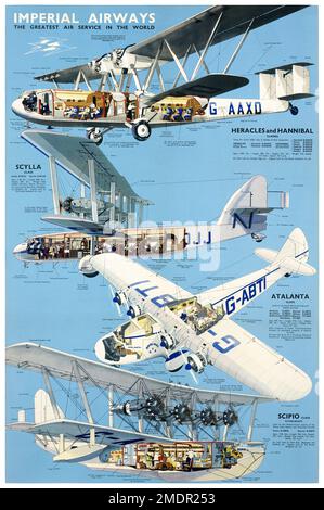 Imperial Airways. Le plus grand service aérien du monde par Rowland Hilder (1905-1993). Affiche publiée en 1930s au Royaume-Uni. Banque D'Images