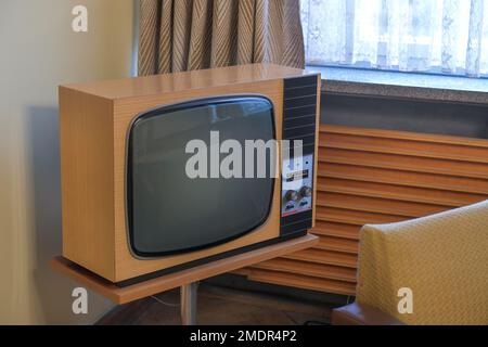 La télévision dans la retraite Erich Mielke, Maison 1, quartier général de Stasi, Ruschestrasse, Lichtenberg, Berlin, Allemagne Banque D'Images