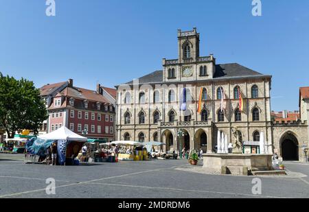 Ancien hôtel de ville, place du marché, Weimar, Thuringe, Allemagne Banque D'Images