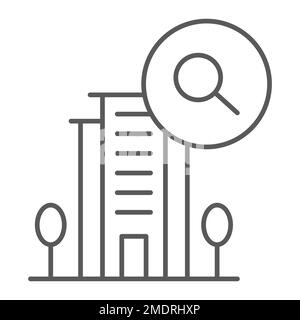 Icône de glyphe de réservation, hôtel et recherche, hôtel et signe de loupe, graphiques vectoriels, un motif Uni sur un fond blanc, eps 10. Illustration de Vecteur