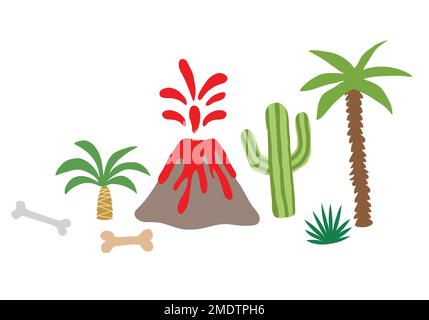 Illustration créative du stock vectoriel des os de palmier Cactus yucca de Volcano Illustration de Vecteur