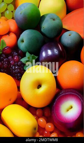Une variété de fruits frais mûrs Banque D'Images