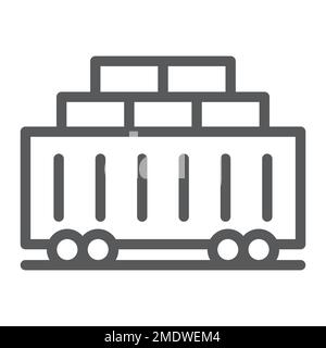 Icône de ligne de cargaison de train, transport et logistique, panneau de chemin de fer, graphiques vectoriels, un motif linéaire sur fond blanc, eps 10. Illustration de Vecteur