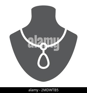 Collier sur mannequin glyphe icône, bijoux et accessoire, mannequin avec signe de bijoux, graphiques vectoriels, un motif Uni sur fond blanc, eps 10. Illustration de Vecteur