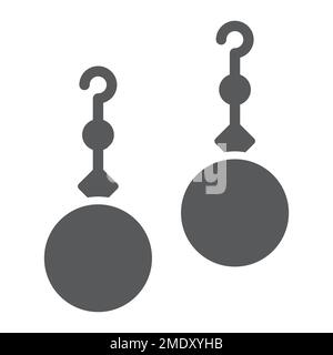 Perles boucles d'oreilles glyphe icône, bijoux et accessoire, enseigne de bijou d'oreille, graphiques vectoriels, un motif Uni sur un fond blanc, eps 10. Illustration de Vecteur