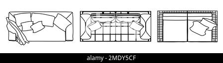 Concept ou ensemble conceptuel ou collection de canapés causeuses de différentes perspectives sur blanc. 3d illustration en tant que métahor pour l'architecture et dans Banque D'Images