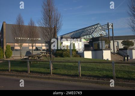 Station-service d'autoroute Woodall sur la M1 nord dans le Yorkshire Banque D'Images