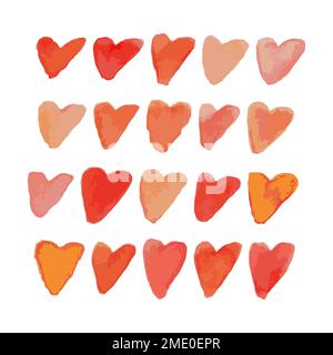 Coeurs aquarelles vectoriels, Saint-Valentin. Illustration de Vecteur
