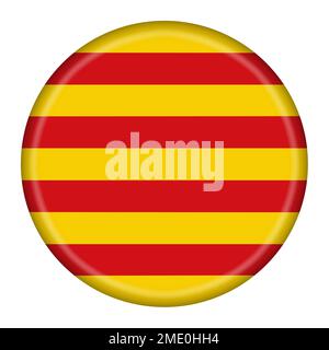 Illustration de la Catalonia Button drapeau rouge jaune 3D Banque D'Images