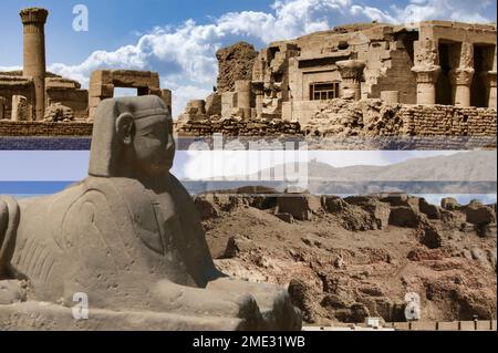 Le Temple d'Horus à Edfu, un lieu dédié au fils d'Osiris et d'Isis, le dieu faucon, est l'un des temples les mieux préservés de toute l'Egypte. Banque D'Images