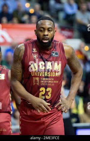 JAMES ANDERSON regarder pendant le match, UCAM Murcia CB contre BARÇA, ACB, ligue de basket-ball Endesa, première division de basket-ball, ligue régulière, Jour 1, Sport Banque D'Images