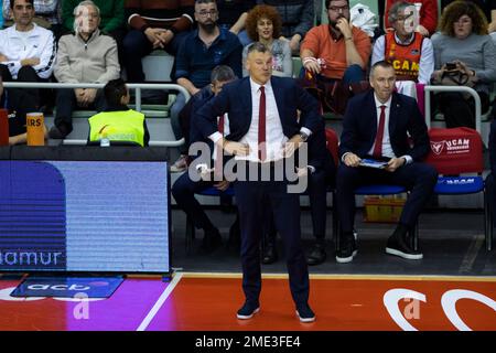 SARUNAS JASIKEVICIUS look pendant le match, UCAM Murcia CB vs BARÇA, ACB, ligue de basket-ball Endesa, première division de basket-ball, ligue régulière, Jour 1, S Banque D'Images