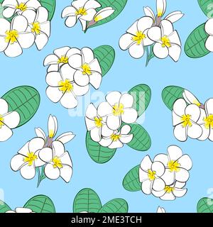 Motif fleuri sans coutures. Fleurs blanches sur fond de plumeria. Illustration de Vecteur