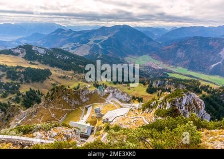 Allemagne, Bavière, vue panoramique depuis le sommet de la montagne Wendelstein Banque D'Images