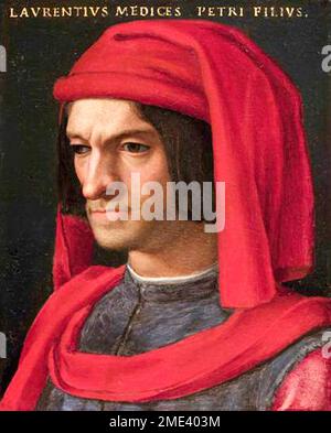 LORENZO de MEDICI (1449-1492) banquier et homme d'État florentin, peint par Agnolo Bronzino vers 1566 Banque D'Images