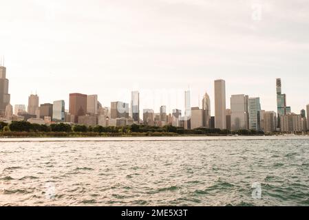 Vue panoramique sur le lac Michigan de Chicago, Illinois Banque D'Images