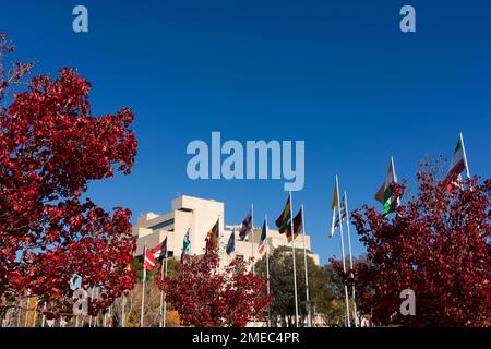 High court of Australia et drapeau international. Banque D'Images