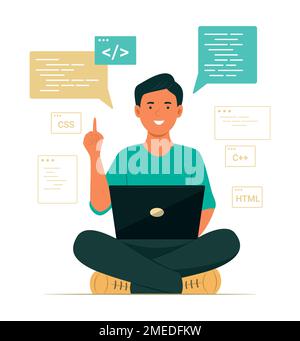 Programmeur codage de processus pour le développement logiciel Illustration Illustration de Vecteur